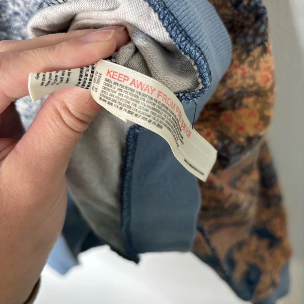 Saturday Sunday by Anthropologie Mixed Fabric Floral Sleeve Sweatshirt Women’s M